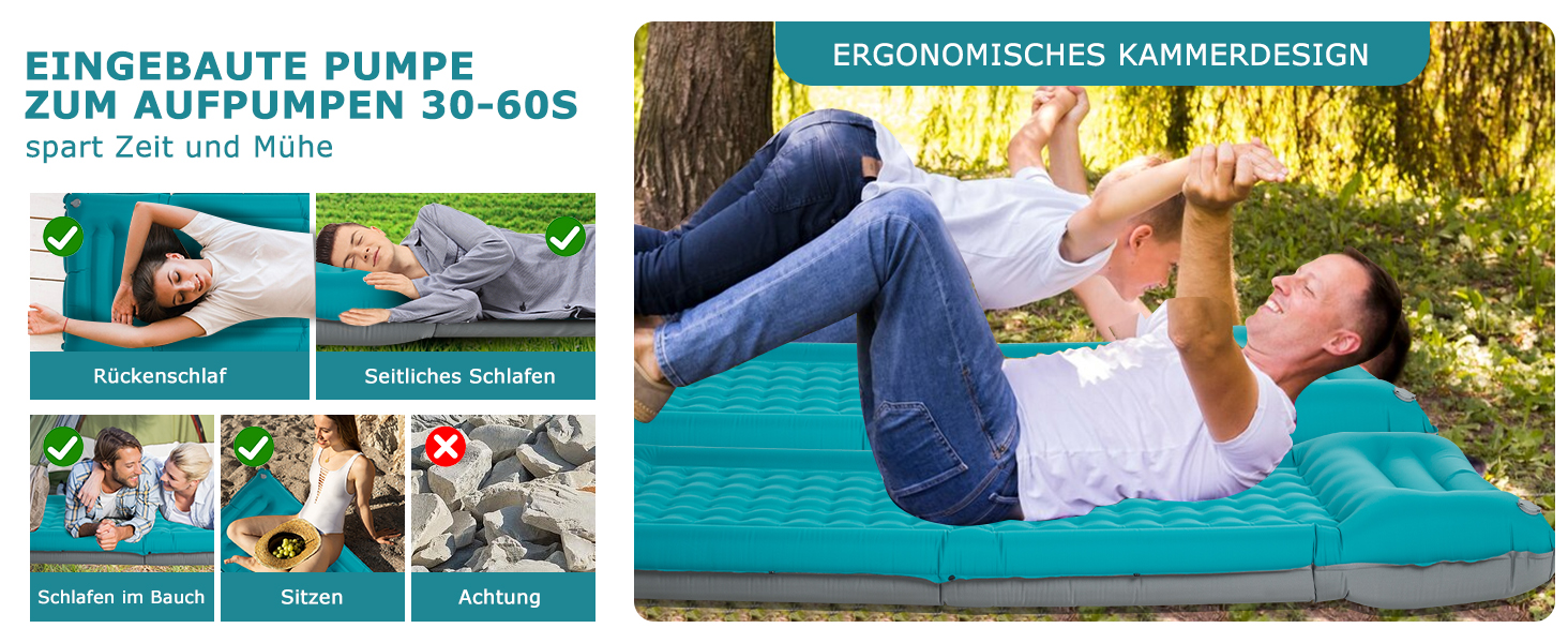 Надувний килимок для кемпінгу Haksimey Isomatte: самонадувний, 72x200 см, 12 см товщина, з подушкою та насосом. Ідеально для відпочинку на природі, в походах, на пляжі та в наметі.