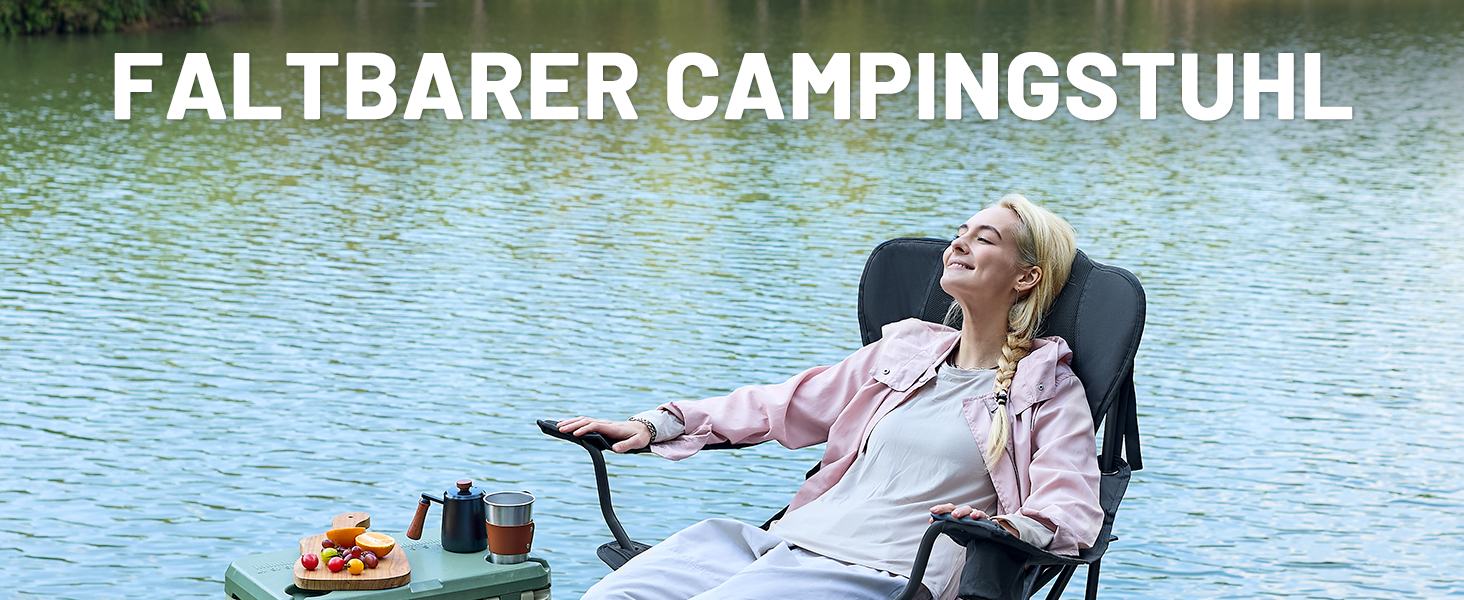 Складний крісло-шезлонг для кемпінгу Timber Ridge - 180 кг, 3 положення, широке сидіння 62 см, з підстаканником