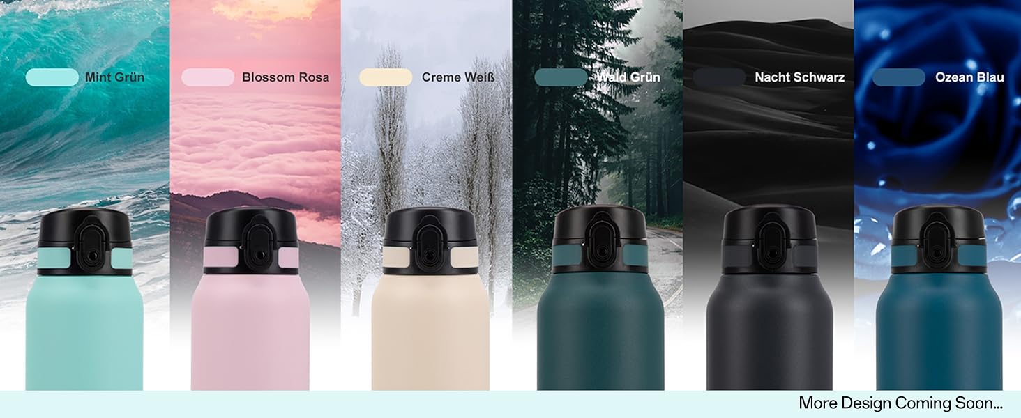 Термос-пляшка UZSPACE 1л (970мл) з нержавіючої сталі, ізольована, з 1-кліком відкриття, без витоків, для спорту, фітнесу, туризму, зеленого кольору