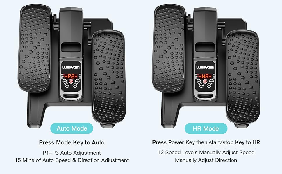 Еліптичний тренажер під стіл, тихий, моторний тренажер для ніг з інтелектуальним пультом керування, 12 швидкостей, ручні програми, Auto/3 автоматичні програми, LCD-дисплей