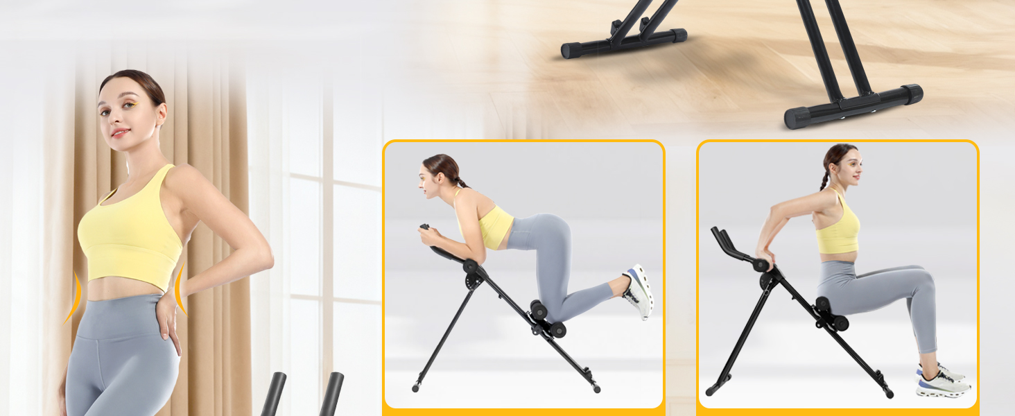 Тренування пресу вдома: Bauchmuskeltrainer - компактний складний тренажер для пресу, фітнес-обладнання для чоловіків та жінок (чорний)