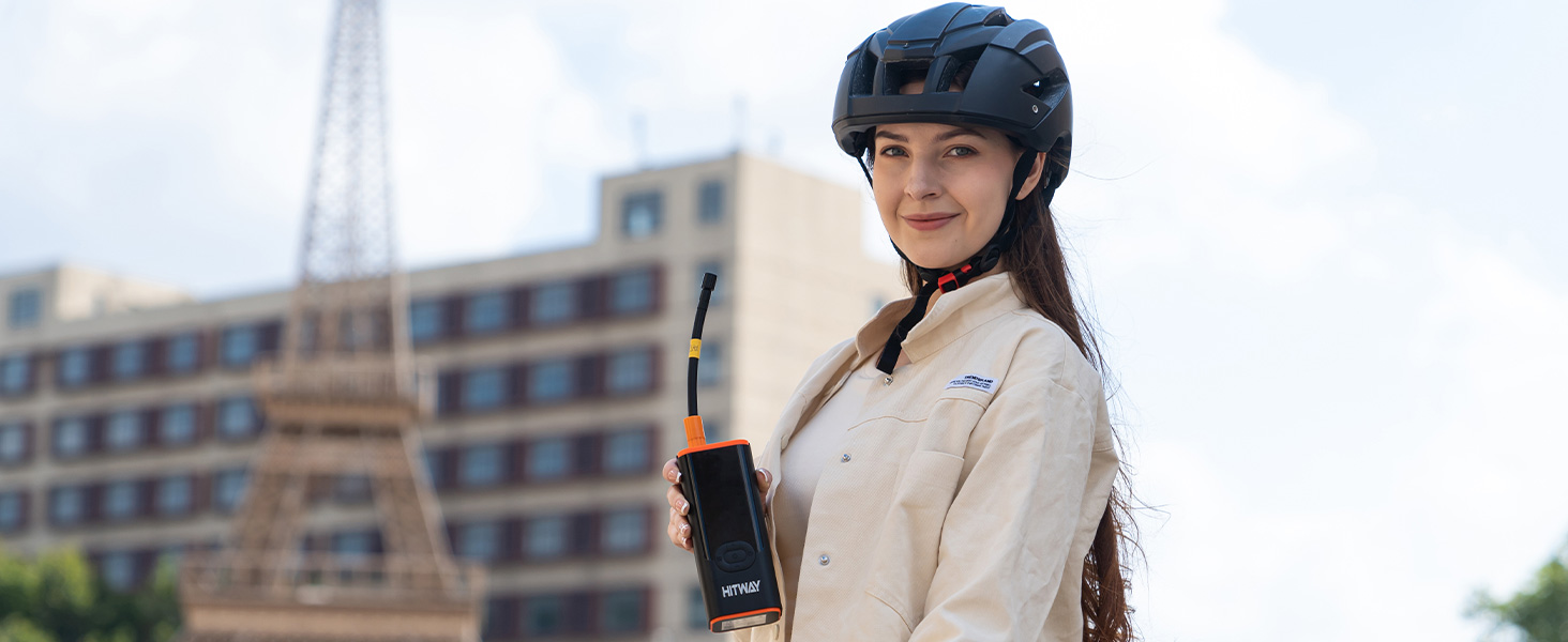 Електрична портативна насосна станція HITWAY 6000mAh, 150PSI, акумуляторний компресор для авто, велосипедів, мотоциклів і м'ячів, з функцією Powerbank