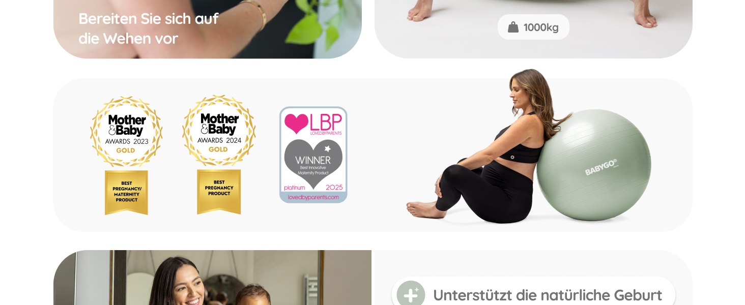 М'яч для пологів BABYGO – для вагітності, йоги, фітнесу та підготовки до родин. Комплект з книгою, план вагітності, фізіотерапія, пологів та відновлення. Екологічний, антивибуховий, 65 см.