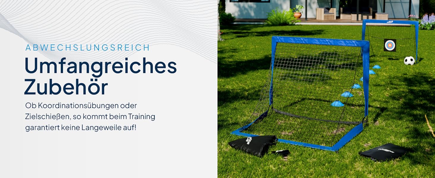ArtSport Ворота для футболу Pop-up Goal Master - 2 шт. з аксесуарами - складані та готові до гри - 2 ворота для гри в приміщенні та на вулиці - футбольні ворота для дітей, колір: блакитний