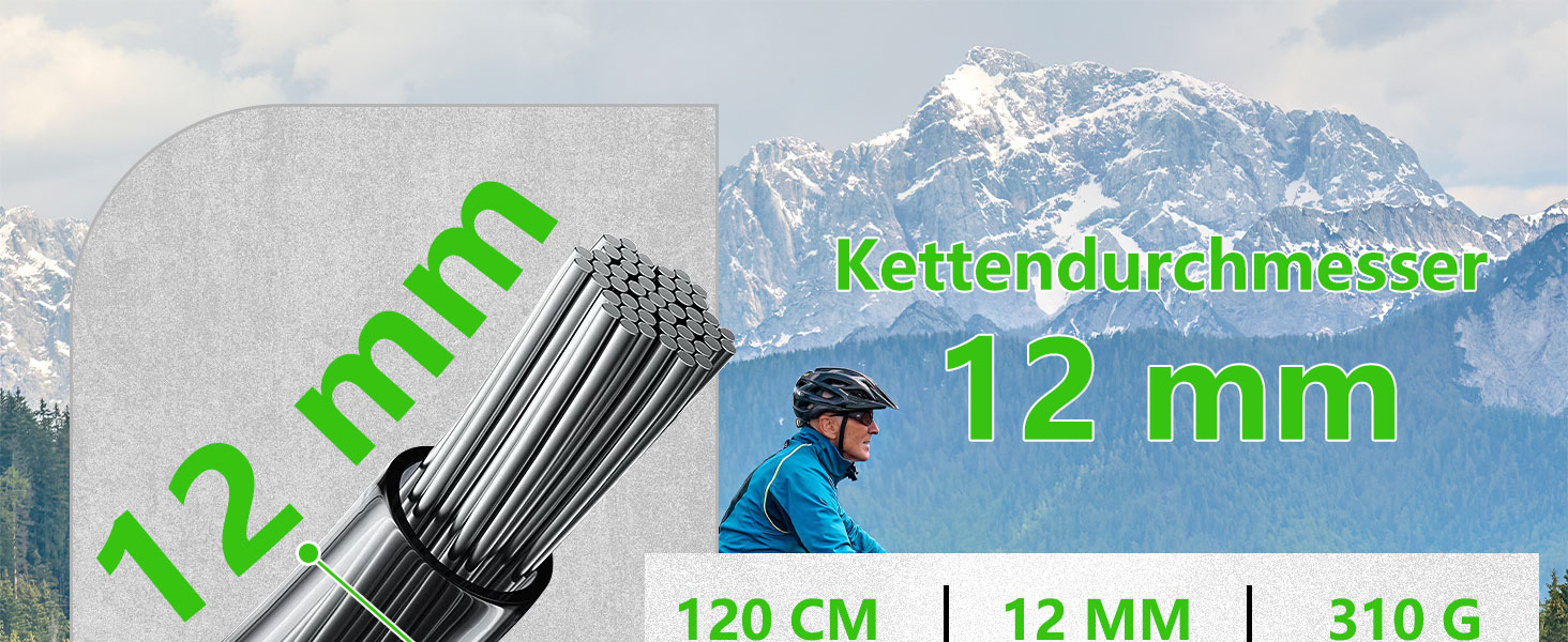 Замок для велосипеда 120см/12мм, високий рівень безпеки, кабельне спіральне кільце з 2 ключами, анти-крадіжка, для велосипеда, триколісного велосипеда, мотоцикла, скутера (зелений)