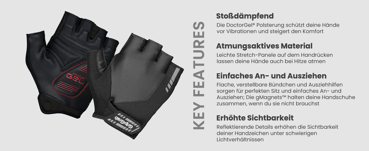 Велосипедні рукавички GripGrab ProGel 4mm DoctorGel, чорні, літні, напівпальцеві