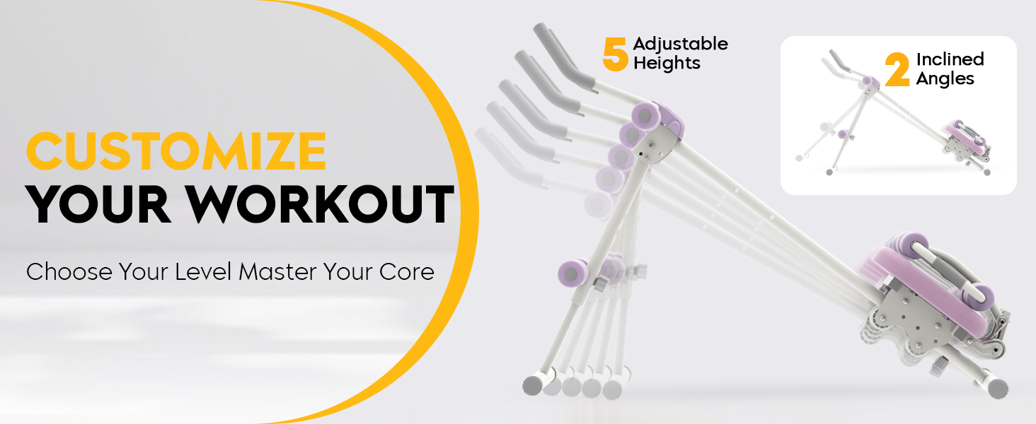 Тренажер для пресу GuuG: компактний складний фітнес-тренажер для дому, фітнес-обладнання для пресу, абдомінальна машина, для чоловіків та жінок, фіолетовий