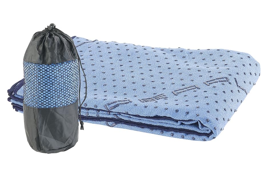 PEARL Sports Yogatuch: Рушник для йоги 2-в-1 з мікрофібри та підкладкою (для килимка для гімнастики, блакитний)