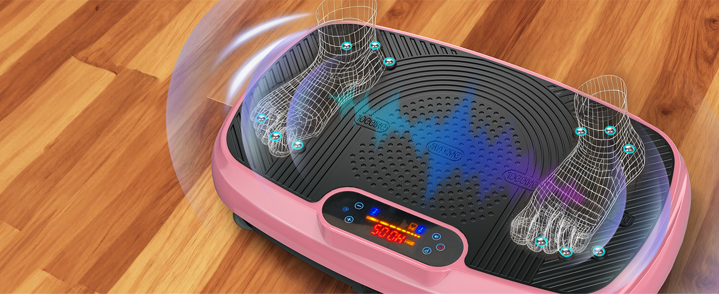 Віброплатформа для фітнесу з подвійними моторами, 160 кг, рожева. Для схуднення, тренування всього тіла та нарощування м'язів.