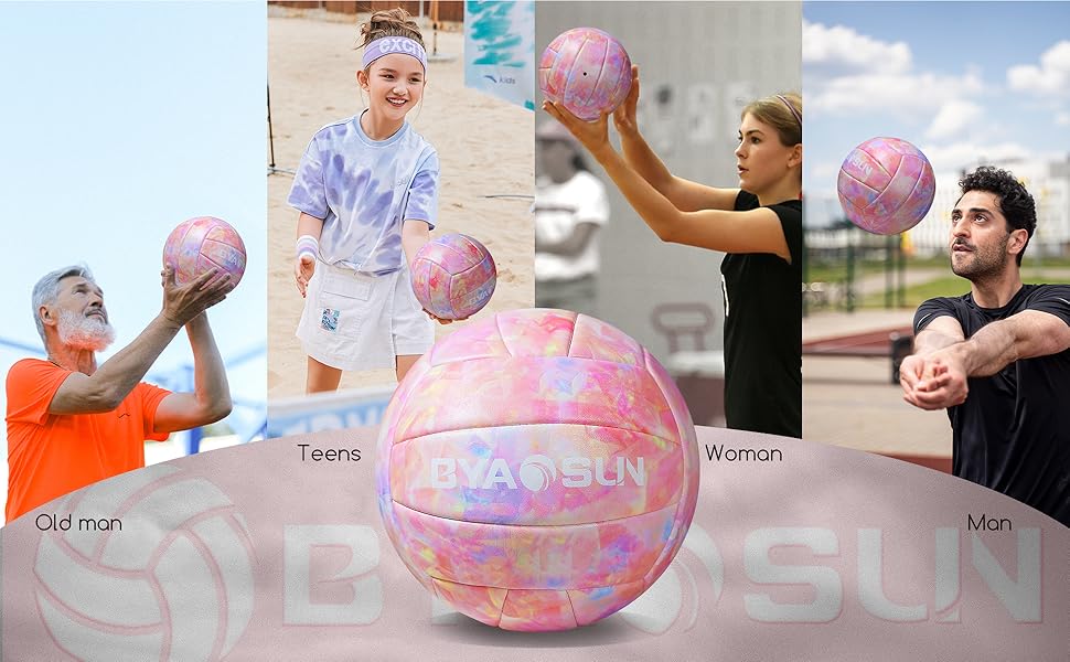 Волейбольний м'яч BYAOSUN для пляжу та залу, розмір 5, рожевий