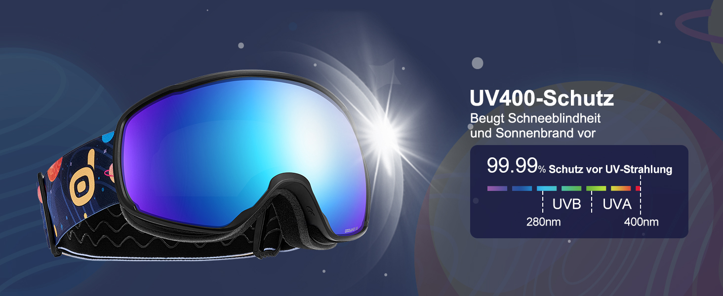 Дитячий гірськолижний шолом та маска Odoland, гірськолижний шолом для хлопчиків та дівчаток, регульований, чорний, з дизайном ракети (54-56 см)