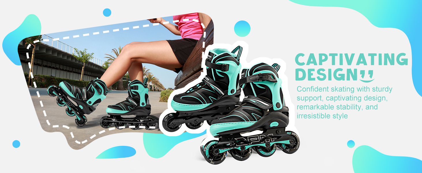 Ролики для дітей 2PM SPORTS, ролики для дівчаток та хлопчиків, середнього розміру (EU 34-37), зелені