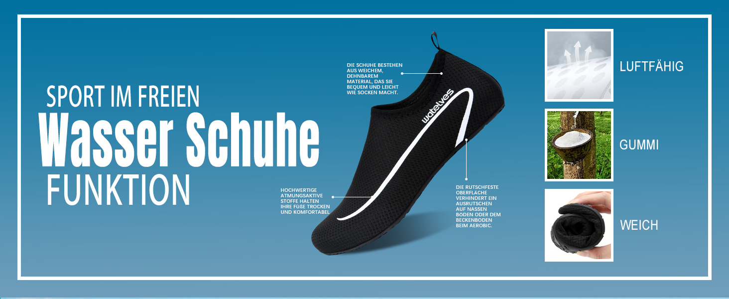 Водні черевики для плавання та відпочинку на пляжі: чоловічі та жіночі, швидковисихаючі, дихаючі, slip-on, розміри 34-47 EU, чорний колір