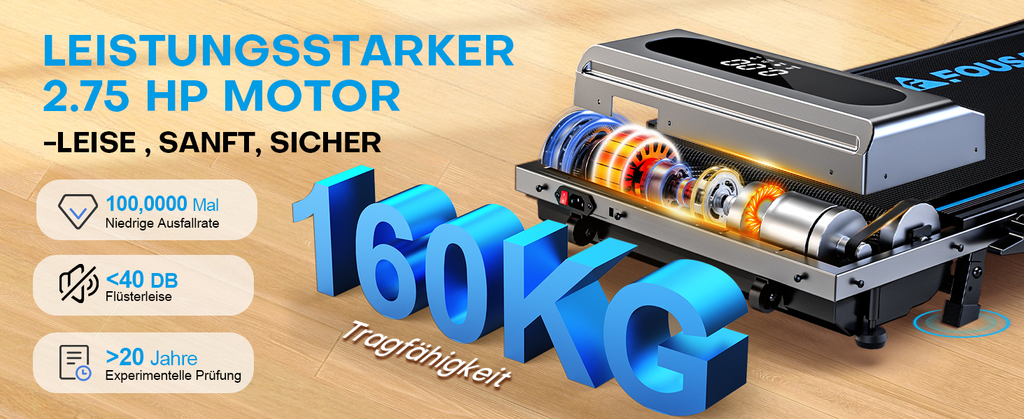 Біговий тренажер для дому 5-в-1, складаний, з регулюванням нахилу до 9%, потужність 2.75HP, LED-дисплей, сумісність з додатком, 12 програм, срібно-блакитний, 12 км/год