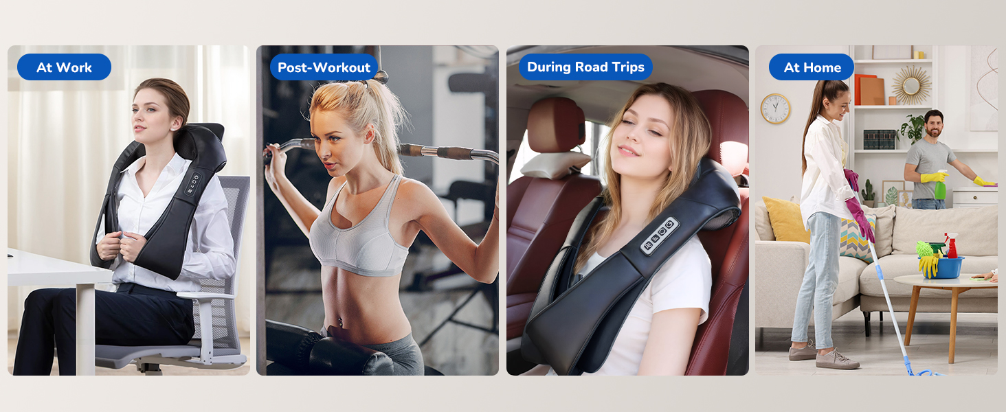 Масажер для шиї та спини Cotsoco, бездротовий, з підігрівом, 3D масаж, для жінок та чоловіків