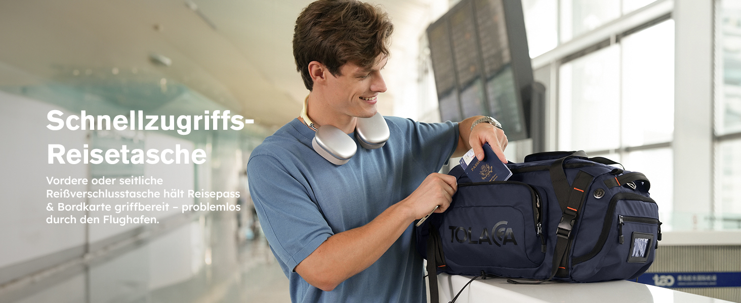 Спортивна сумка-рюкзак Tolaccea для чоловіків та жінок – велика дорожня сумка з відділенням для взуття, мокрою білизною та ноутбуком (15,6') – водонепроникна сумка-мішок для відпочинку, фітнесу, спорту та подорожей (Темно-синій, 40L)