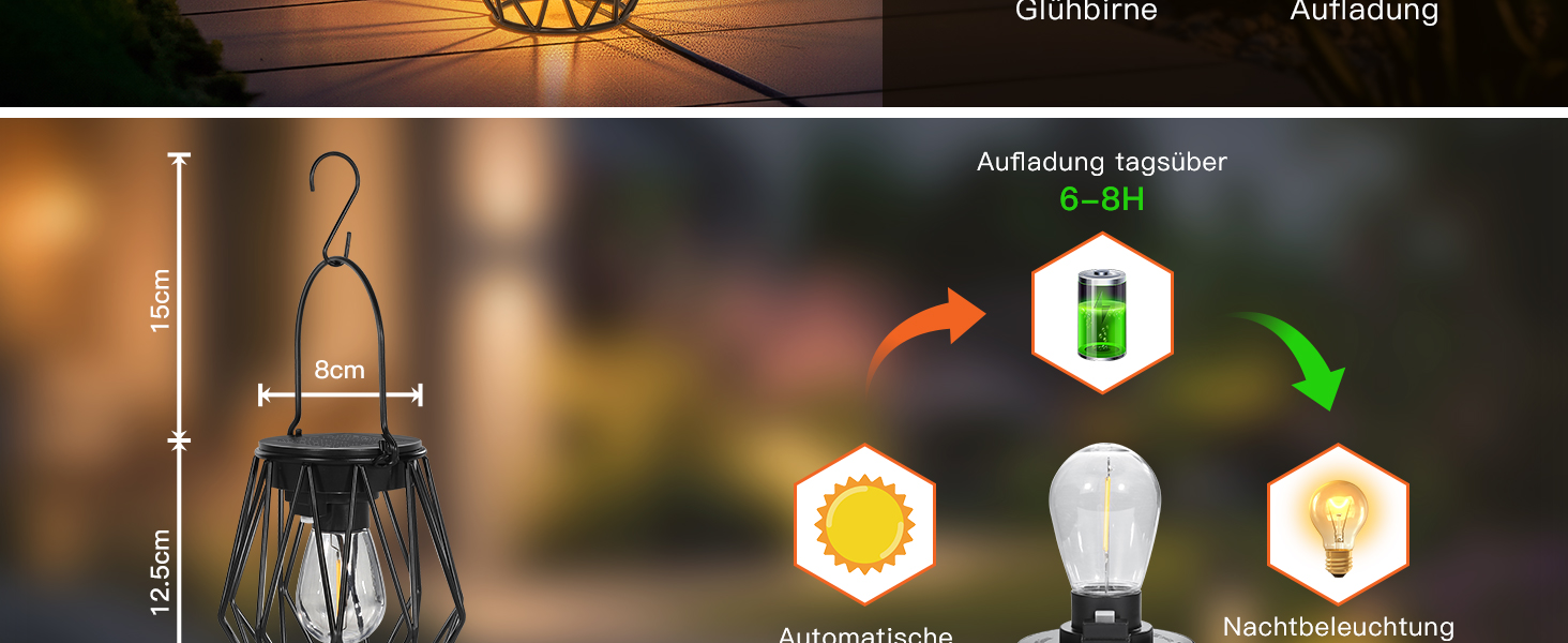 2 Сонячні ліхтарі для саду та вулиці, LED, водонепроникні, металеві, чорні, (діамант)