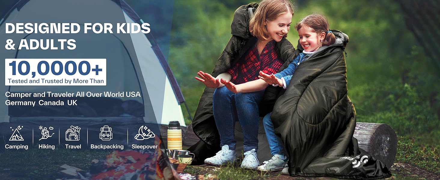 Сплячий мішок Outdoor Sportneer для дорослих та дітей - легкий спальник для кемпінгу, походів та рюкзакових подорожей (220x85 см, темно-синій)