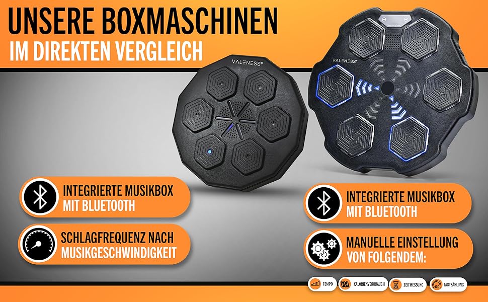 Музична бокс-машина VALENESS® - Smart Box Machine з LED, бокс-автомат для дому, з боксерськими рукавичками. Ідеальне боксерське тренування для дітей та дорослих.