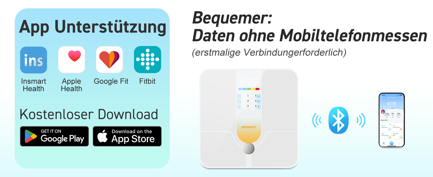 Інсмарт Розумна вага з великим дисплеєм, 227 кг/500 фунтів, аналіз складу тіла, Bluetooth, APP, 18 показників (BMI, вага, жир, пульс, м'язи). Білий/Помаранчевий