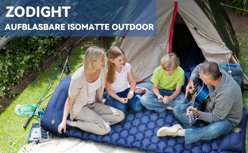 Надувна ізольована матрац Zodight Isomatte Outdoor для кемпінгу та відпочинку на природі, 200 см, блакитний