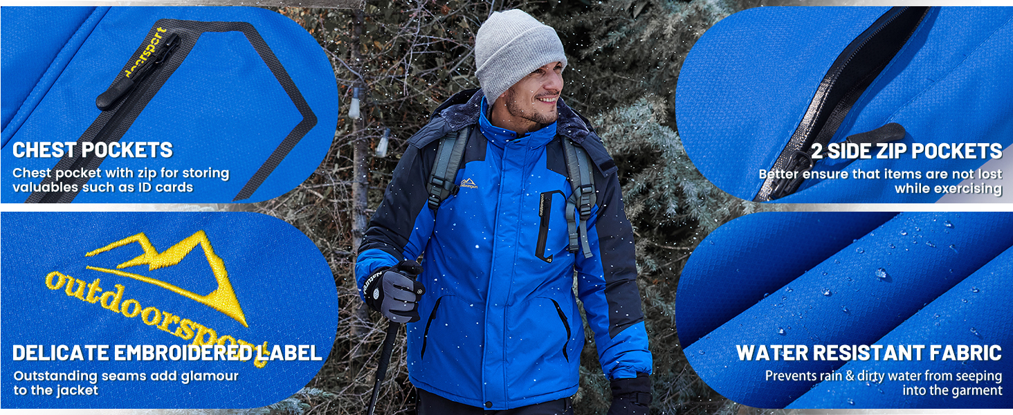 TACVASEN чоловіча зимова водонепроникна вітрозахисна куртка з флісовою підкладкою, теплий сноубордний/гірськолижний костюм з капюшоном, сірий XL