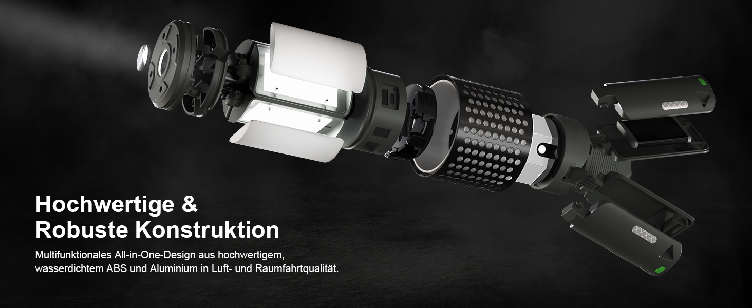 Ліхтар кемпінговий акумуляторний Teleskop Campinglampe 12000 mAh, багатофункціональний, магнітний, водонепроникний IPX5 для кемпінгу та подорожей