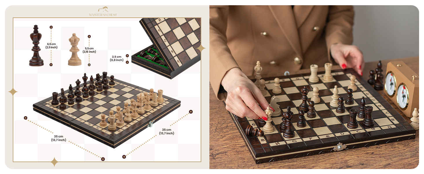 Набір для турнірного шаху Master Of Chess | Шаховий набір з дерева, 35 см | Класичний Staunton, шахове поле для дорослих та дітей