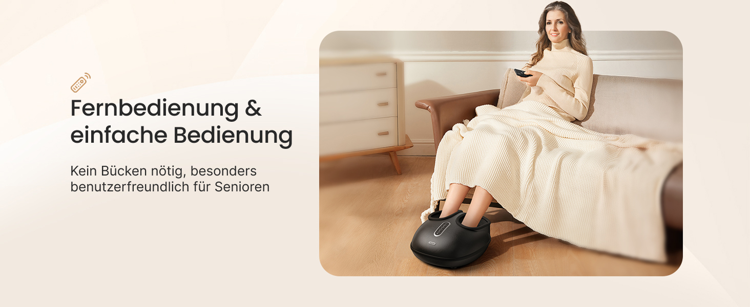 Масажер для ніг RENPHO з підігрівом, Shiatsu масажер для ніг при фасціїті, подарунок на Різдво, бездротове керування, голосове керування (Новинка), чорний