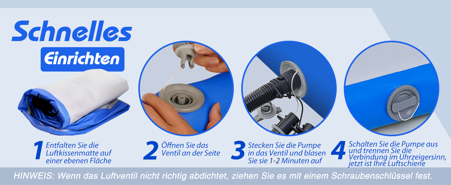 Надувний килимок для гімнастики Tuxedo Airtrack Mat 2M/3M/4M, 10 см, з електропомпою, для дому/залу/черепліки/йоги