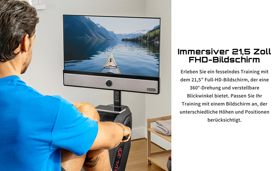 YESOUL R1 Plus: Гребний тренажер для дому з 21.5' FHD екраном, 360° обертанням, магнітним опором та 100 рівнів навантаження
