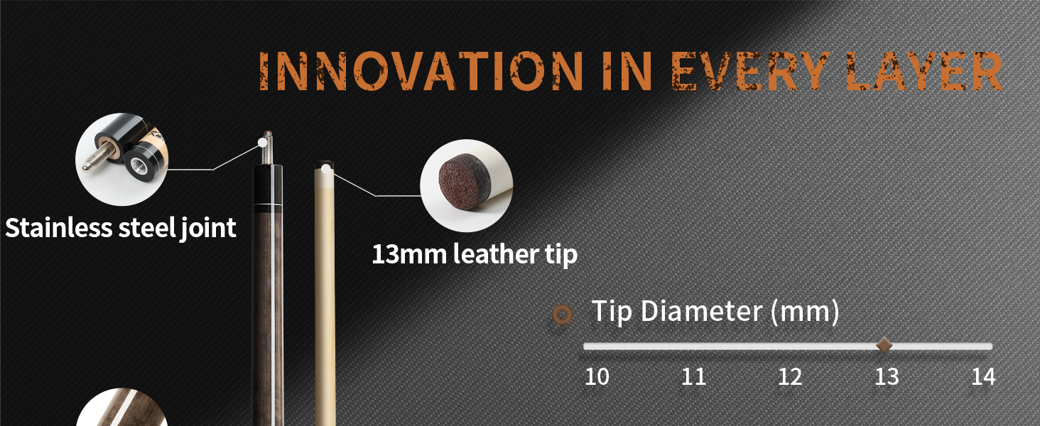 Професійний більярдний кий Kmise з низькою відволікаючою обшивкою, 147 см, канадське кленове дерево, 13 мм шкіряний наконечник, 3D протиковзкий хват, точний контроль для дорослих/початківців/професіоналів (Коричневий (510 г))