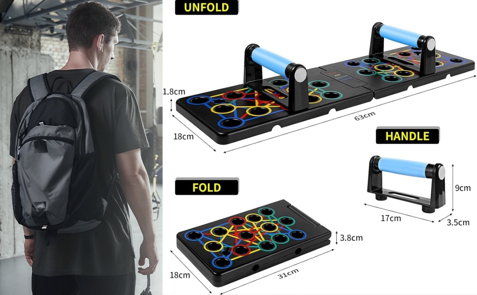 Дошка для віджимань 24 в 1, багатофункціональна, складна, портативна, для фітнесу, тренувань, розвитку м'язів, для чоловіків та жінок