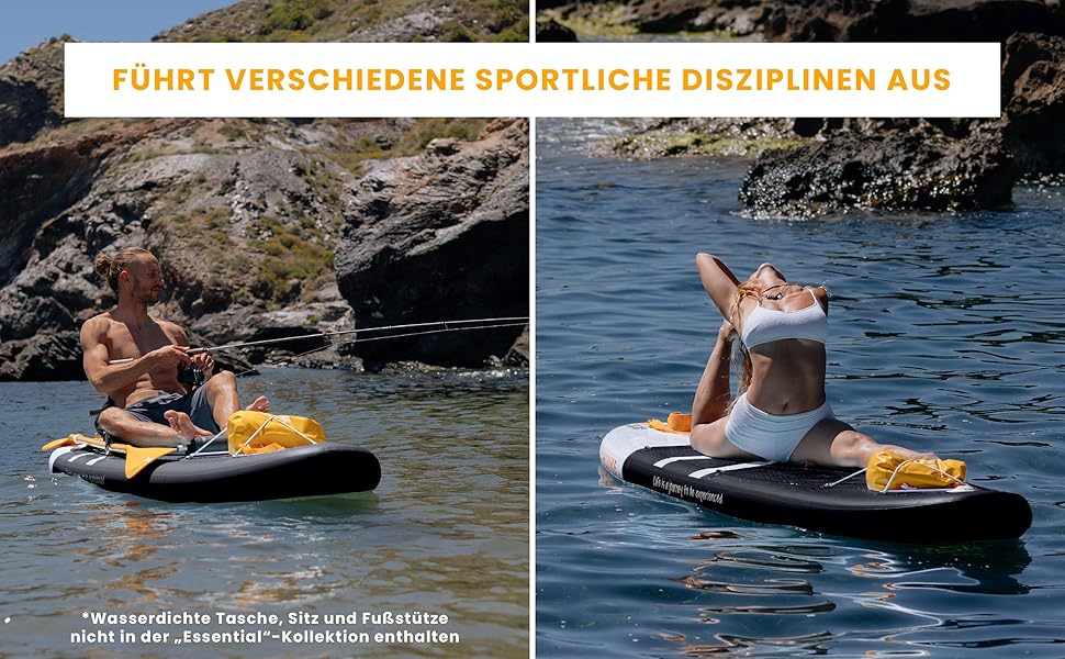 Надувний SUP-борд HUIIKE Stand Up Paddle Board з аксесуарами: весло, фіни, насос. Стабільний та міцний SUP-борд 305x84x15 см, до 130 кг. Enjoyer Black - Essential