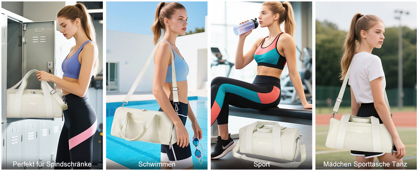 Спортивна сумка 16 дюймів для жінок та дітей з відділенням для взуття та водонепроникним розділенням. Практична для фітнесу, танців, плавання та подорожей, фіолетовий колір