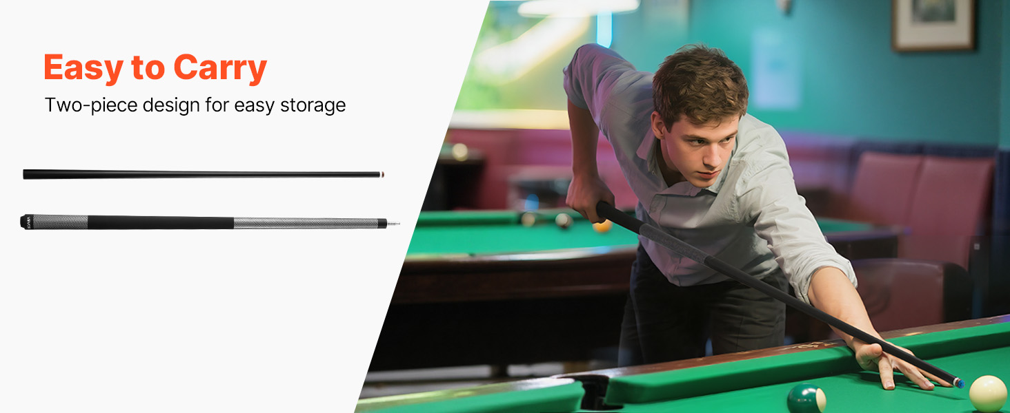 VEVOR: Більярдний кий VEVOR, 147.3 см, з багатошаровою кінцівкою та ABS-кільцем, для професійного столу, бару, дому, офісу, з фібергласу