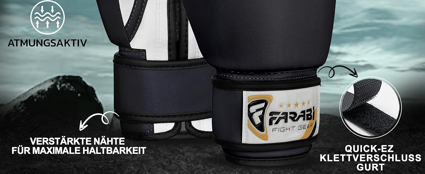 Боксерські рукавички Farabi для дітей 4 oz – MMA, Муай Тай, Кікбоксинг, Спарринг, Тренування (5-10 років, Чорний)