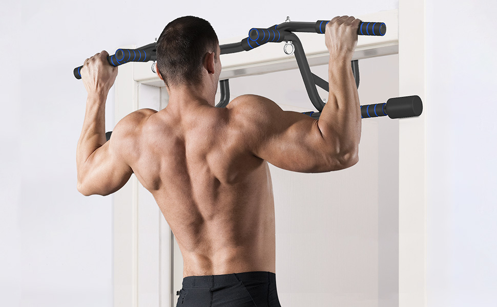 Климівська стійка для дверей SPORTNOW з антиковзними багатохватками, чорна. Підходить для турніків, віджимань та тренувань верхньої частини тіла вдома.