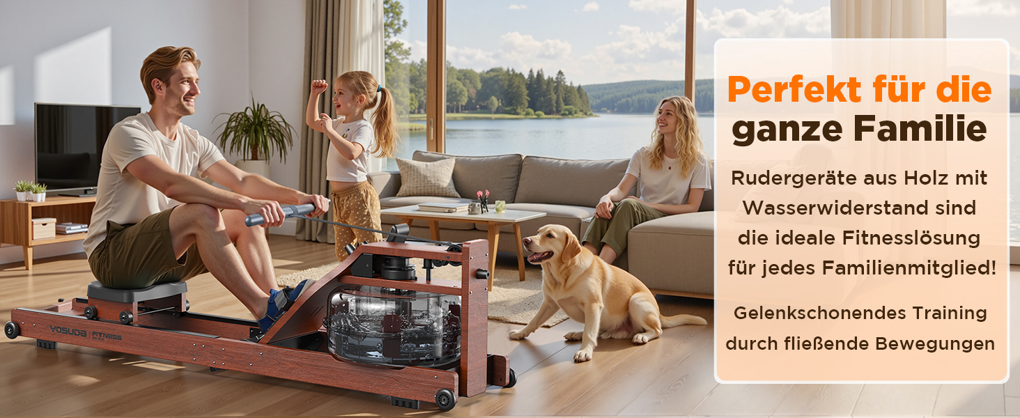 Гребний тренажер YOSUDA 2025 Neu Wasser - складаний, з Bluetooth, дисплеєм та регульованим тримачем для телефону. Максимальна висота користувача 190 см, вага 182 кг. Ідеально для домашніх тренувань.