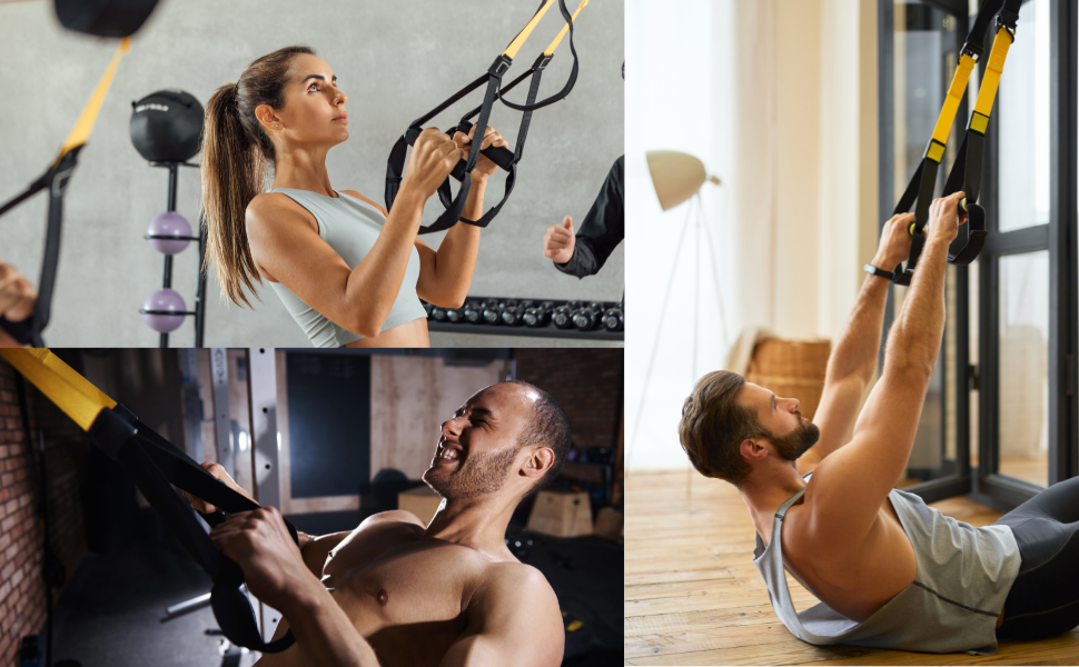 Комплект для TRX тренувань вдома та на вулиці: Система підвішування з анкером для дверей, регульовані ремені, сумка для перенесення. Повнотіле тренування, обладнання для калістеніки, фітнес, домашні тренування