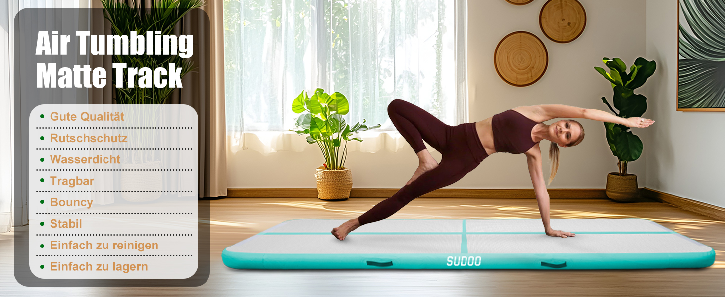 Надувний гімнастичний мат для дому та активного відпочинку 3м/4м/5м, 10см, рожева