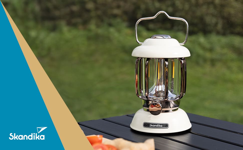 Ліхтар намету Skandika Forsol LED Retro стиль | Акумулятор 4400mAh, регулювання яскравості, для кемпінгу, саду, декору, піших прогулянок, зелений