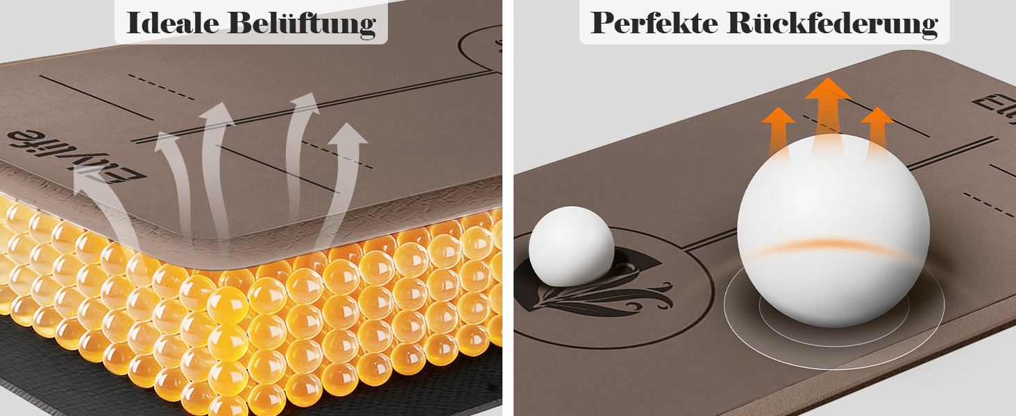 Килимок для йоги та пілатеса з еко-каучуку та TPE, протиковзкий, з лініями розмітки та ременем для перенесення, коричневий, 4мм