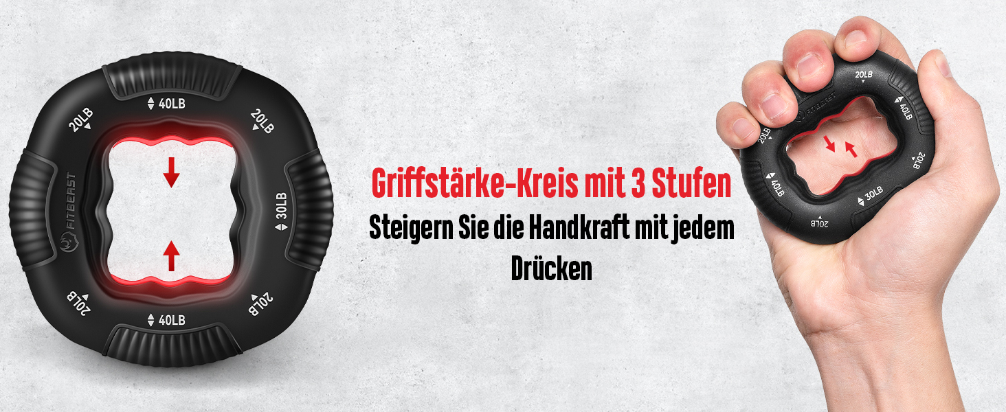 FitBeast Тренажер для рук та зап'ястя – набір 6 шт. з регульованим опором, тренажер сили хвата, тренажер пальців та масажні м'ячі для терапії рук, силових вправ та відновлення