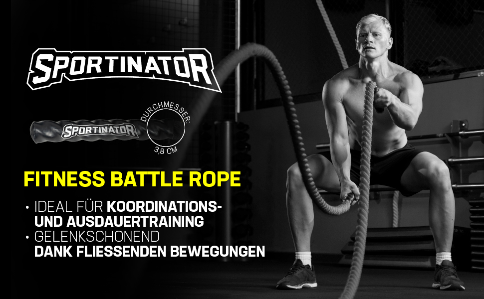 Скакалка SPORTINATOR Fitness Battle 9 м, 7 кг, пластикові ручки