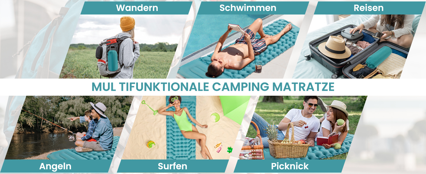 Килимок для кемпінгу Satisure Isomatte: самонадувний, водонепроникний, ультралегкий, з насосом для ніг, односпальний