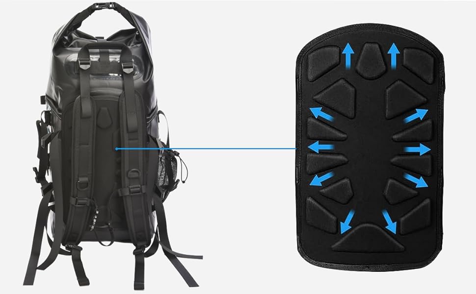 Водонепроникний рюкзак 35L для каякінгу, рафтингу та пляжу (Чорний)