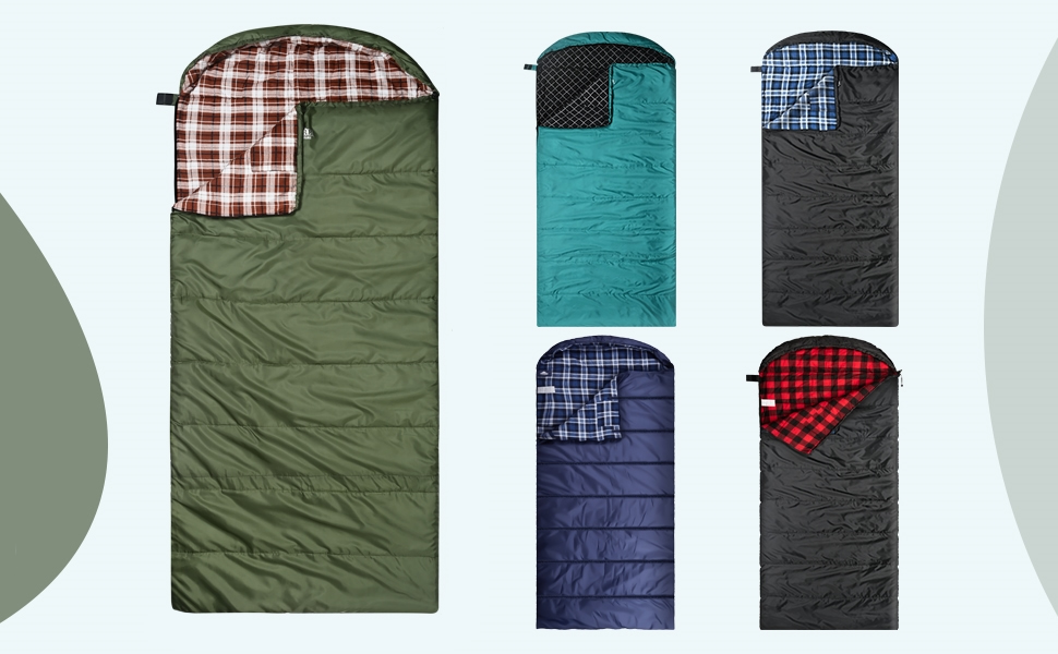 Спальний мішок Baumwoll-Flanell для дорослих, 100% бавовна, для кемпінгу, трекінгу, подорожей з рюкзаком, легкий, 3-4 сезони (зелений/коричневий)