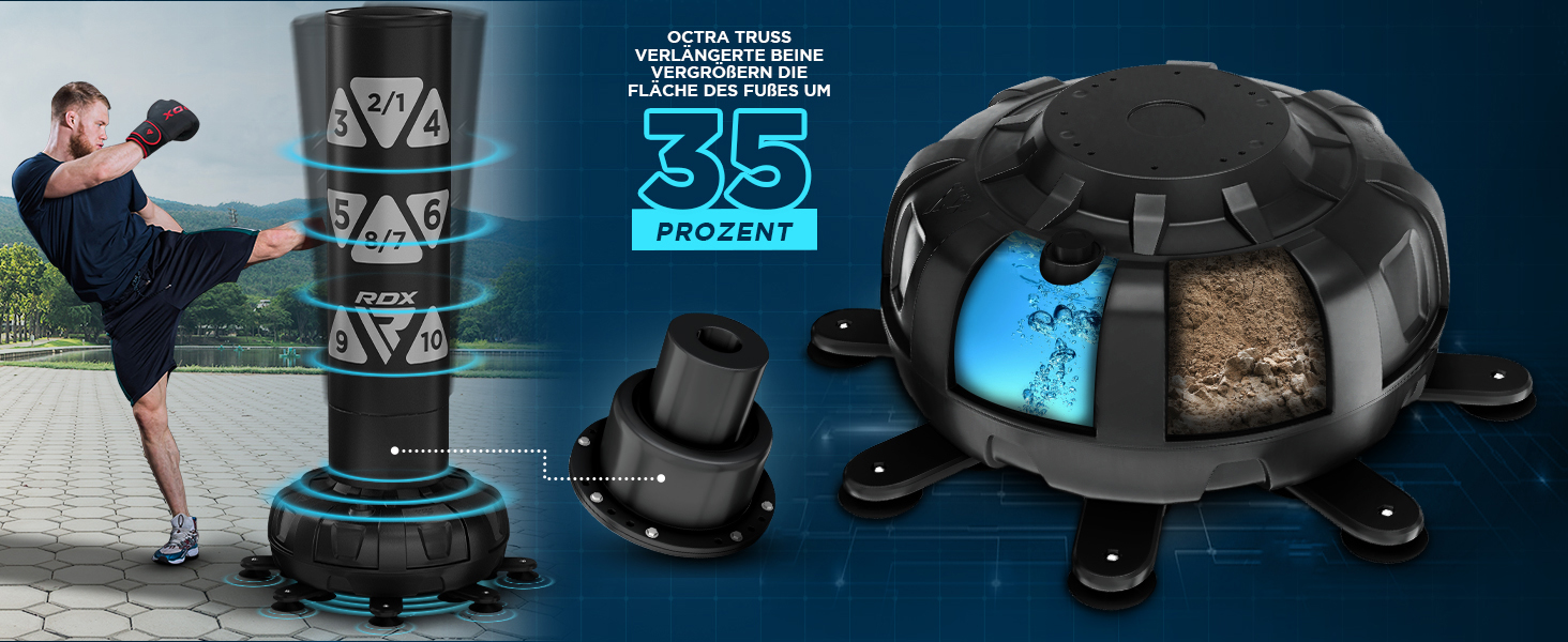 Боксерський мішок стоячий RDX 6FT, 330LB, комплект з рукавичками та покриттям XXL, блакитний