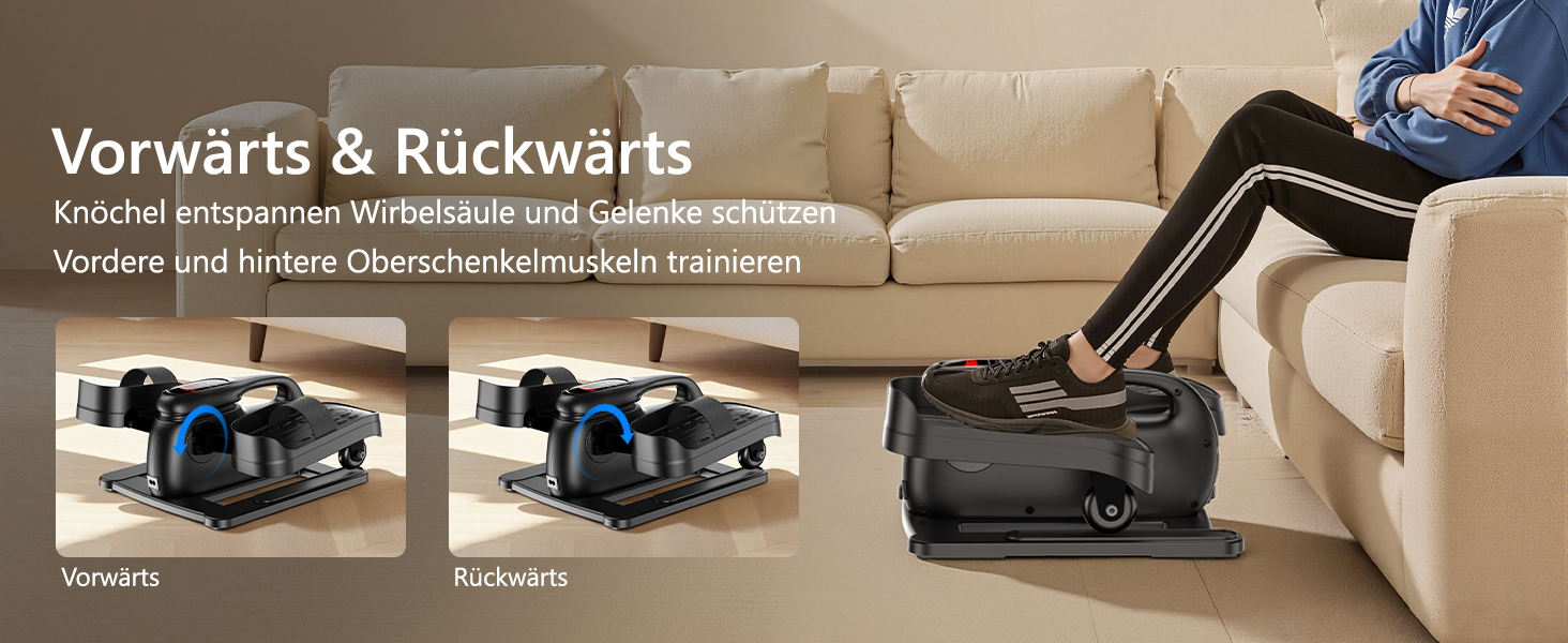 MOMODA Міні електричний тренажер для дому, компактний еліптичний тренажер під стіл, дисплей, 12 швидкостей, тихий та портативний, для дорослих та людей похилого віку